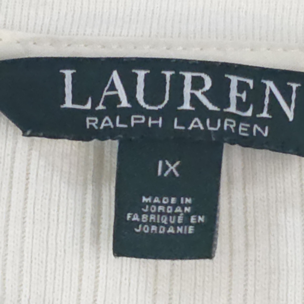 Lauren Ralph Lauren Ivory Ribbed Lace-Up Henley Top XL 100% Cotton - Picture 3 of 10